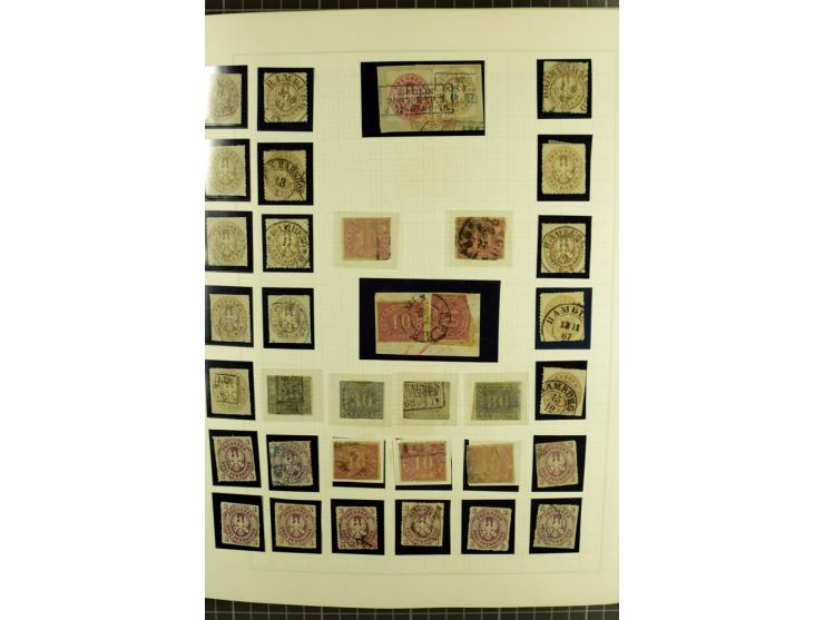 1850/67, ungebrauchte und gestempelte reichhaltige Sammlung, dabei Farbnuancen, Einheiten, Telegrafenmarken, Briefe und Ganzs