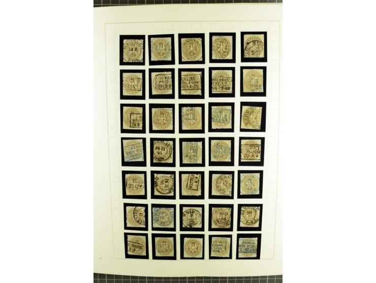 1850/67, ungebrauchte und gestempelte reichhaltige Sammlung, dabei Farbnuancen, Einheiten, Telegrafenmarken, Briefe und Ganzs