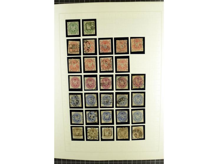 1850/67, ungebrauchte und gestempelte reichhaltige Sammlung, dabei Farbnuancen, Einheiten, Telegrafenmarken, Briefe und Ganzs