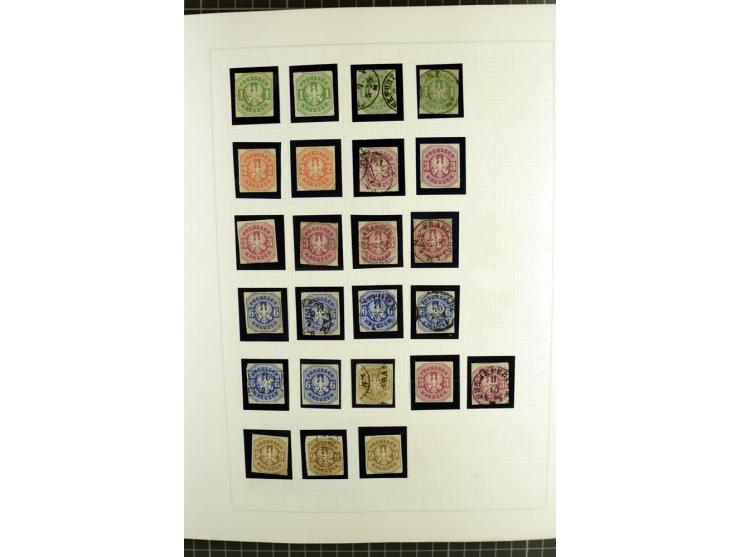 1850/67, ungebrauchte und gestempelte reichhaltige Sammlung, dabei Farbnuancen, Einheiten, Telegrafenmarken, Briefe und Ganzs
