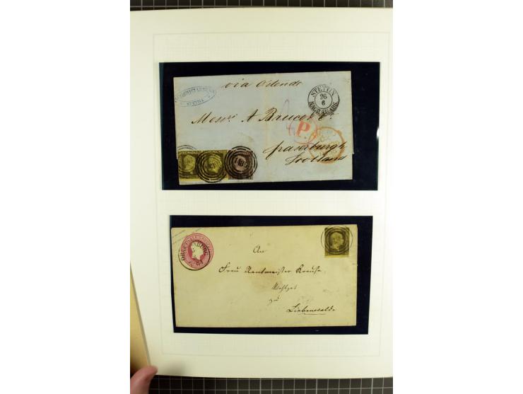 1850/67, ungebrauchte und gestempelte reichhaltige Sammlung, dabei Farbnuancen, Einheiten, Telegrafenmarken, Briefe und Ganzs