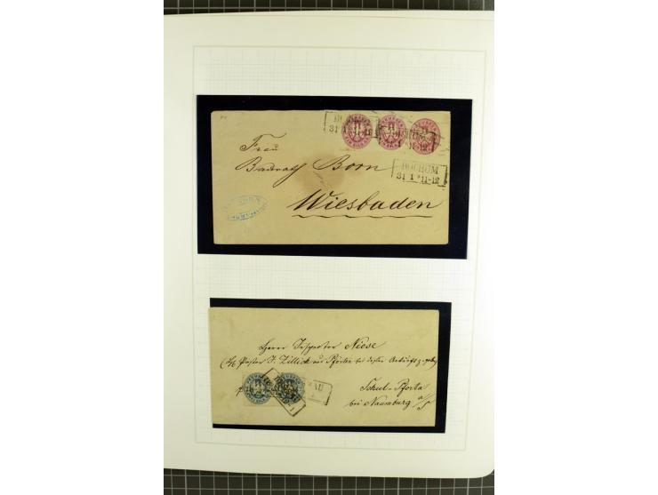 1850/67, ungebrauchte und gestempelte reichhaltige Sammlung, dabei Farbnuancen, Einheiten, Telegrafenmarken, Briefe und Ganzs