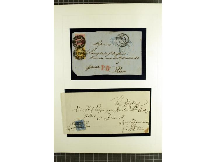1850/67, ungebrauchte und gestempelte reichhaltige Sammlung, dabei Farbnuancen, Einheiten, Telegrafenmarken, Briefe und Ganzs