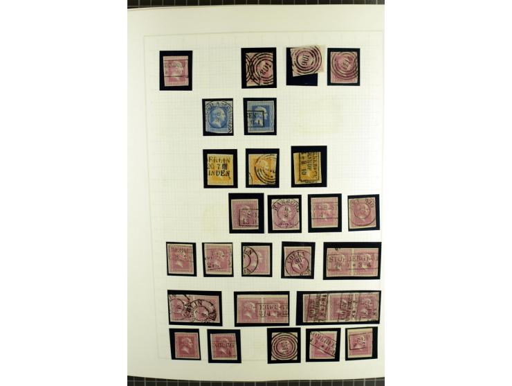 1850/67, ungebrauchte und gestempelte reichhaltige Sammlung, dabei Farbnuancen, Einheiten, Telegrafenmarken, Briefe und Ganzs