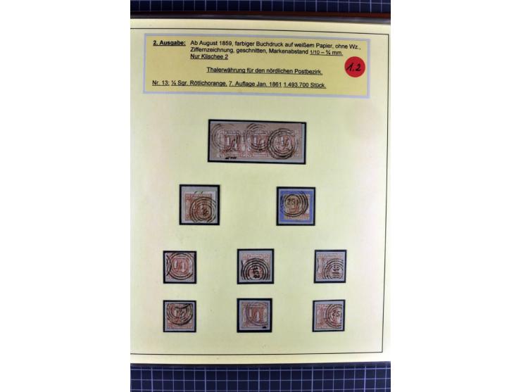 1852/1866, umfangreiche Ausstellungs-Sammlung "Die Marken von Thurn & Taxis" in 5 Alben mit vielen Briefstücken, Briefen, Gan