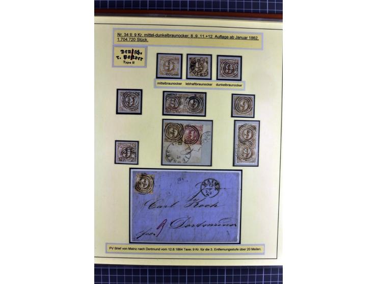 1852/1866, umfangreiche Ausstellungs-Sammlung "Die Marken von Thurn & Taxis" in 5 Alben mit vielen Briefstücken, Briefen, Gan