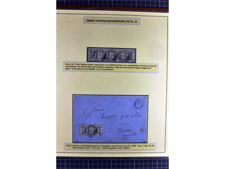 1852/1866, umfangreiche Ausstellungs-Sammlung "Die Marken von Thurn & Taxis" in 5 Alben mit vielen Briefstücken, Briefen, Gan