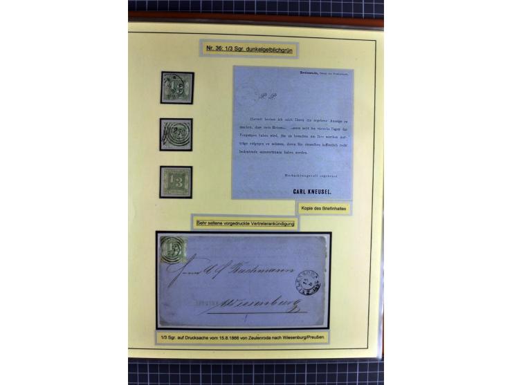 1852/1866, umfangreiche Ausstellungs-Sammlung "Die Marken von Thurn & Taxis" in 5 Alben mit vielen Briefstücken, Briefen, Gan