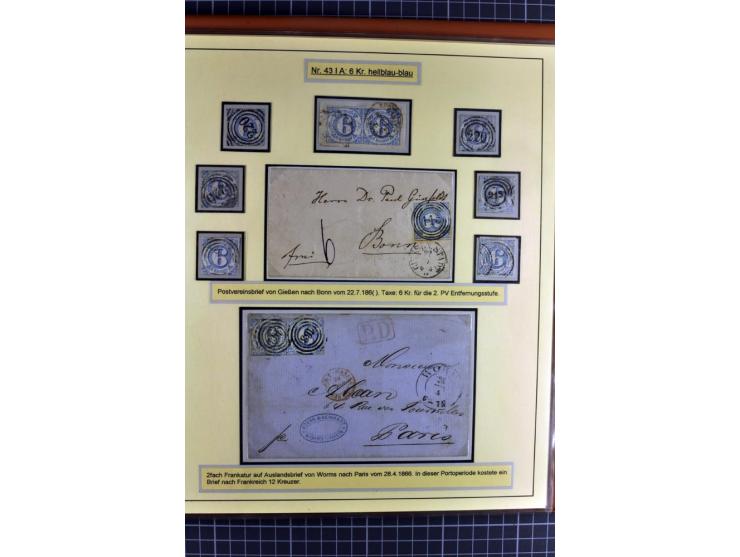 1852/1866, umfangreiche Ausstellungs-Sammlung "Die Marken von Thurn & Taxis" in 5 Alben mit vielen Briefstücken, Briefen, Gan