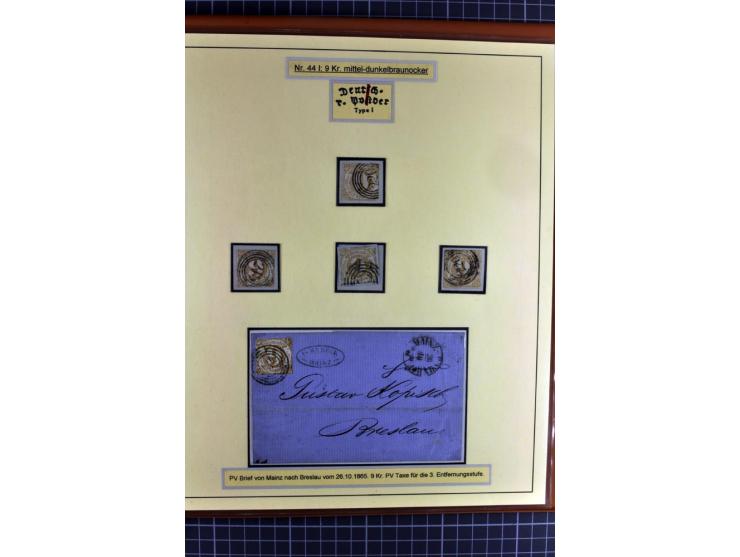 1852/1866, umfangreiche Ausstellungs-Sammlung "Die Marken von Thurn & Taxis" in 5 Alben mit vielen Briefstücken, Briefen, Gan