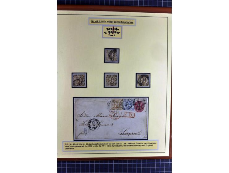 1852/1866, umfangreiche Ausstellungs-Sammlung "Die Marken von Thurn & Taxis" in 5 Alben mit vielen Briefstücken, Briefen, Gan