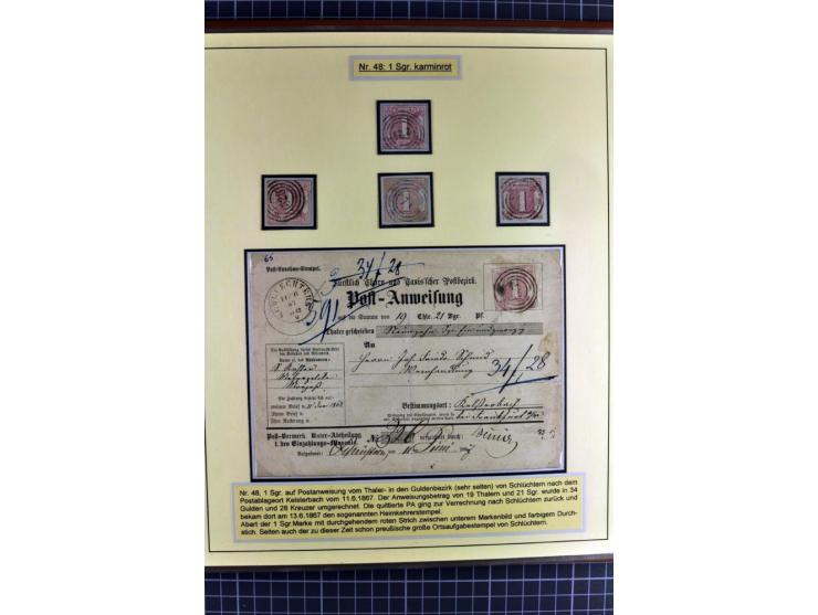1852/1866, umfangreiche Ausstellungs-Sammlung "Die Marken von Thurn & Taxis" in 5 Alben mit vielen Briefstücken, Briefen, Gan
