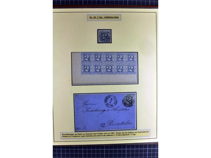 1852/1866, umfangreiche Ausstellungs-Sammlung "Die Marken von Thurn & Taxis" in 5 Alben mit vielen Briefstücken, Briefen, Gan