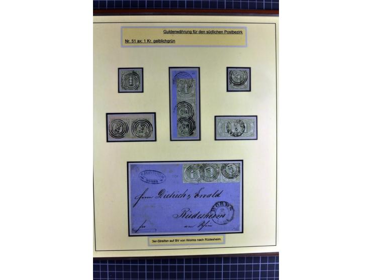 1852/1866, umfangreiche Ausstellungs-Sammlung "Die Marken von Thurn & Taxis" in 5 Alben mit vielen Briefstücken, Briefen, Gan