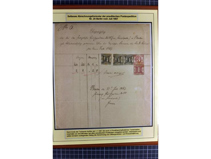 1852/1866, umfangreiche Ausstellungs-Sammlung "Die Marken von Thurn & Taxis" in 5 Alben mit vielen Briefstücken, Briefen, Gan