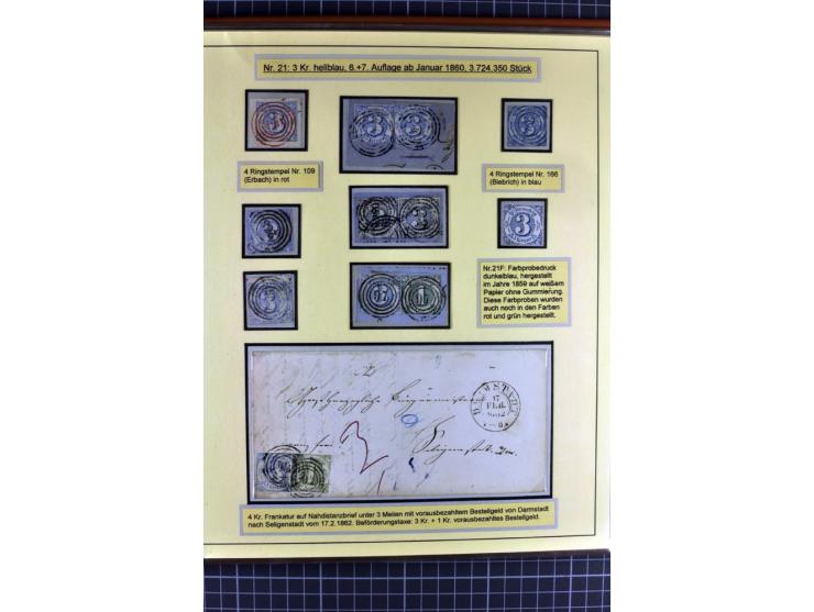 1852/1866, umfangreiche Ausstellungs-Sammlung "Die Marken von Thurn & Taxis" in 5 Alben mit vielen Briefstücken, Briefen, Gan