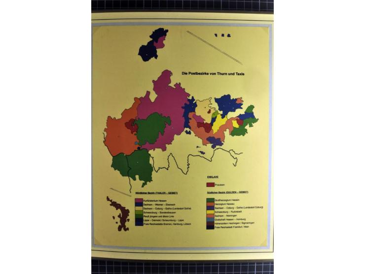 1852/1866, umfangreiche Ausstellungs-Sammlung "Die Marken von Thurn & Taxis" in 5 Alben mit vielen Briefstücken, Briefen, Gan