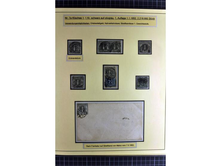 1852/1866, umfangreiche Ausstellungs-Sammlung "Die Marken von Thurn & Taxis" in 5 Alben mit vielen Briefstücken, Briefen, Gan