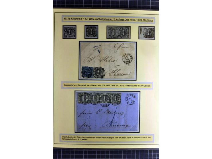 1852/1866, umfangreiche Ausstellungs-Sammlung "Die Marken von Thurn & Taxis" in 5 Alben mit vielen Briefstücken, Briefen, Gan