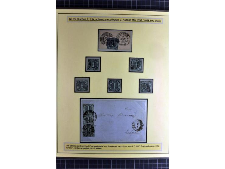1852/1866, umfangreiche Ausstellungs-Sammlung "Die Marken von Thurn & Taxis" in 5 Alben mit vielen Briefstücken, Briefen, Gan