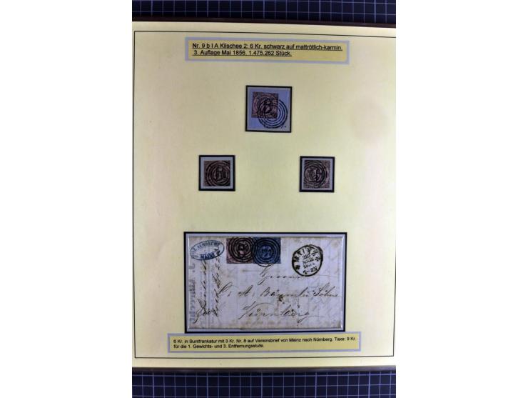 1852/1866, umfangreiche Ausstellungs-Sammlung "Die Marken von Thurn & Taxis" in 5 Alben mit vielen Briefstücken, Briefen, Gan