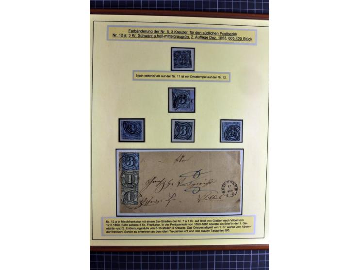 1852/1866, umfangreiche Ausstellungs-Sammlung "Die Marken von Thurn & Taxis" in 5 Alben mit vielen Briefstücken, Briefen, Gan