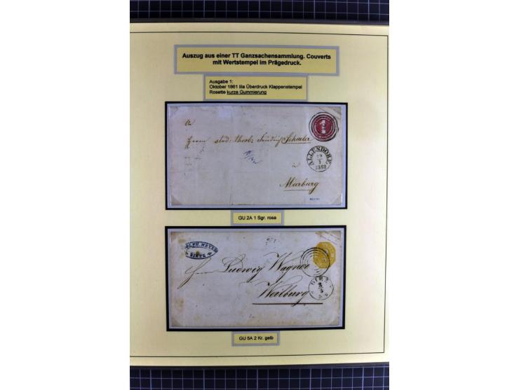 1852/1866, umfangreiche Ausstellungs-Sammlung "Die Marken von Thurn & Taxis" in 5 Alben mit vielen Briefstücken, Briefen, Gan