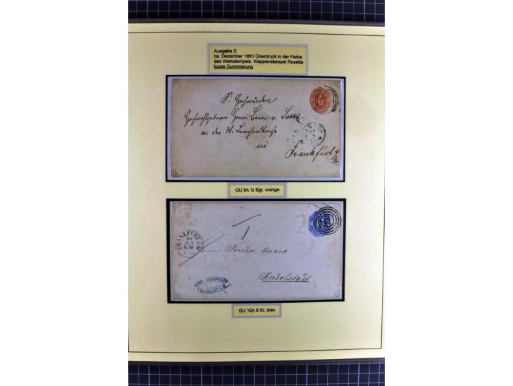 1852/1866, umfangreiche Ausstellungs-Sammlung "Die Marken von Thurn & Taxis" in 5 Alben mit vielen Briefstücken, Briefen, Gan