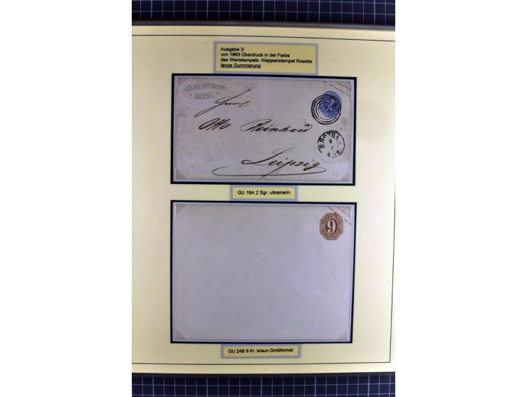 1852/1866, umfangreiche Ausstellungs-Sammlung "Die Marken von Thurn & Taxis" in 5 Alben mit vielen Briefstücken, Briefen, Gan