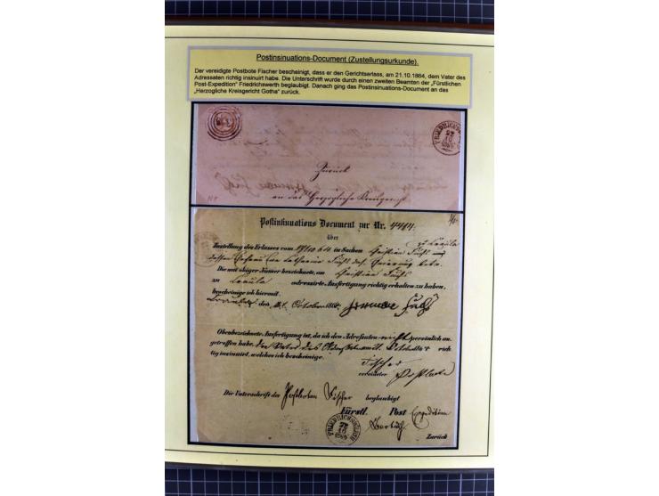 1852/1866, umfangreiche Ausstellungs-Sammlung "Die Marken von Thurn & Taxis" in 5 Alben mit vielen Briefstücken, Briefen, Gan