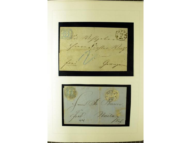 1852/66, postfrische, ungebrauchte und gestempelte Sammlung, dabei Randstücke, Einheiten, bessere Stempel, Briefe, Ganzsachen