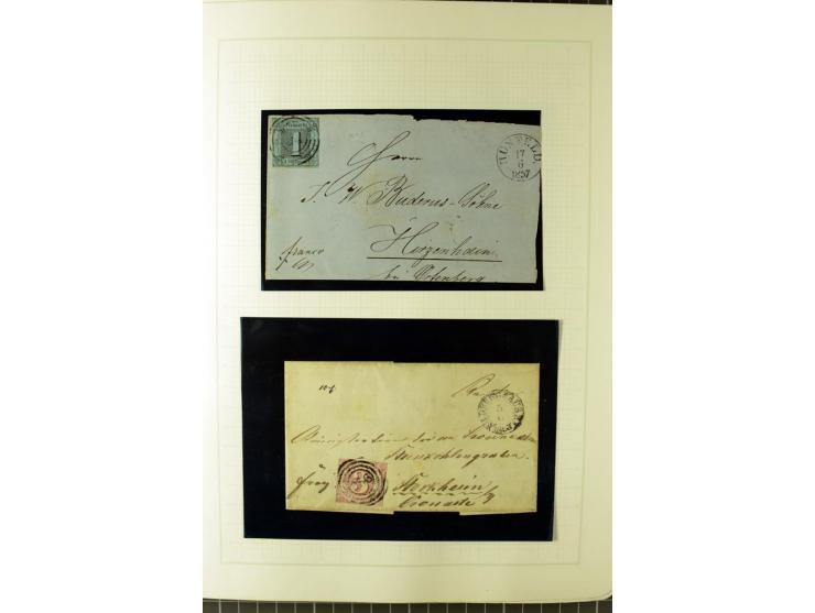 1852/66, postfrische, ungebrauchte und gestempelte Sammlung, dabei Randstücke, Einheiten, bessere Stempel, Briefe, Ganzsachen
