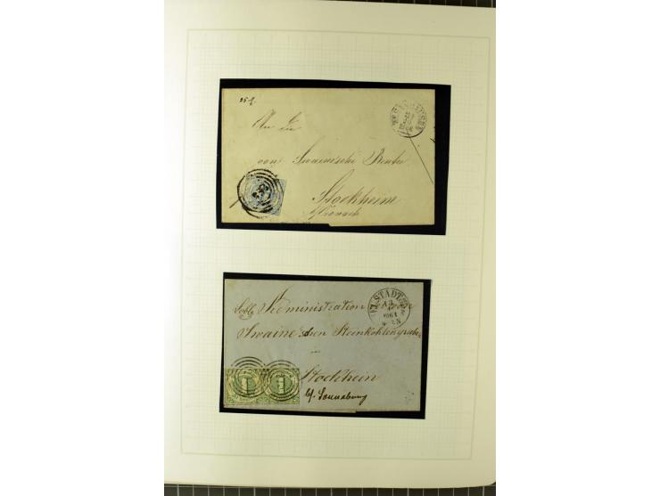 1852/66, postfrische, ungebrauchte und gestempelte Sammlung, dabei Randstücke, Einheiten, bessere Stempel, Briefe, Ganzsachen