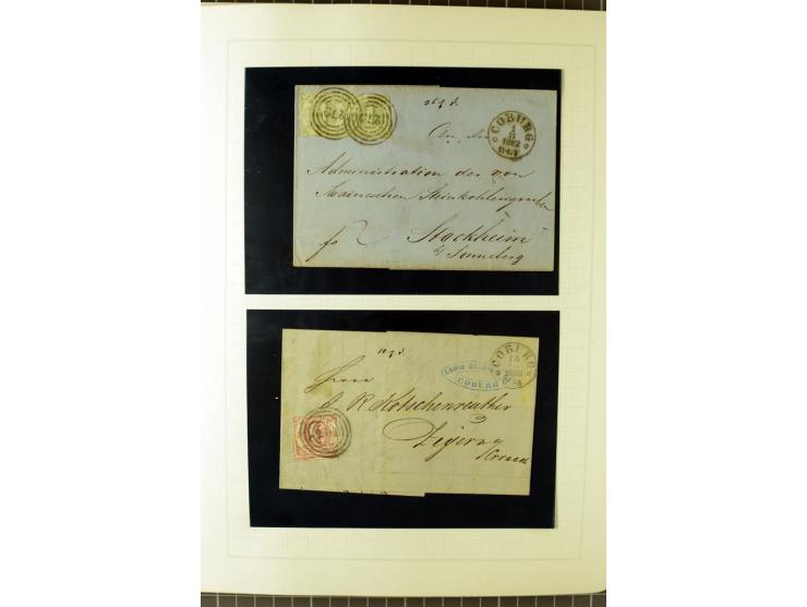 1852/66, postfrische, ungebrauchte und gestempelte Sammlung, dabei Randstücke, Einheiten, bessere Stempel, Briefe, Ganzsachen