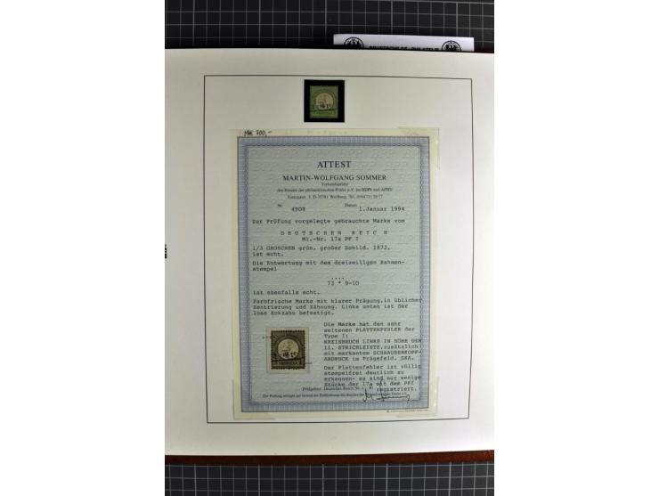 1872/75, Brustschilde-Spezialsammlung, überwiegend gestempelt mit ca. 180 Einzelmarken/Briefstücken und 22 Briefen/Karten, da