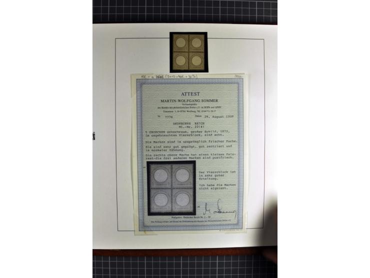 1872/75, Brustschilde-Spezialsammlung, überwiegend gestempelt mit ca. 180 Einzelmarken/Briefstücken und 22 Briefen/Karten, da