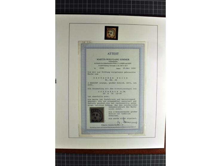 1872/75, Brustschilde-Spezialsammlung, überwiegend gestempelt mit ca. 180 Einzelmarken/Briefstücken und 22 Briefen/Karten, da