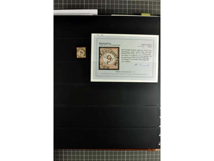 1872/75, Brustschilde-Spezialsammlung, überwiegend gestempelt mit ca. 180 Einzelmarken/Briefstücken und 22 Briefen/Karten, da