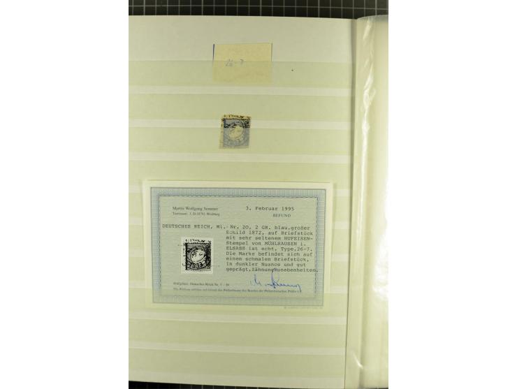 HUFEISENSTEMPEL: 1865/76, Berlin bis Zabern, sehr schöne und umfangreiche Sammlung auf losen Marken und vielen Briefen, dabei