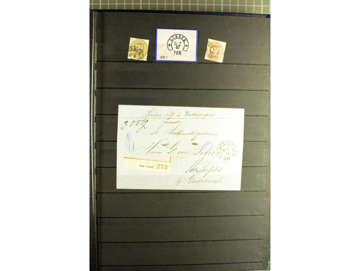 HUFEISENSTEMPEL: 1865/76, Berlin bis Zabern, sehr schöne und umfangreiche Sammlung auf losen Marken und vielen Briefen, dabei