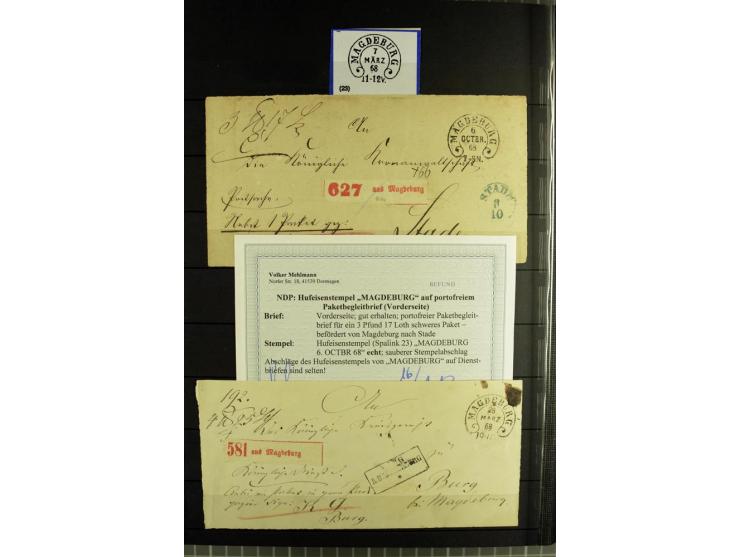 HUFEISENSTEMPEL: 1865/76, Berlin bis Zabern, sehr schöne und umfangreiche Sammlung auf losen Marken und vielen Briefen, dabei