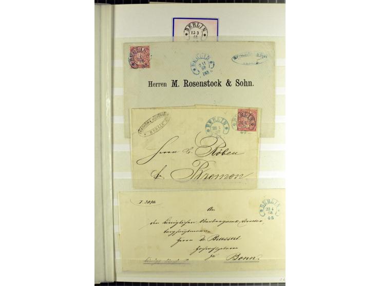 HUFEISENSTEMPEL: 1865/76, Berlin bis Zabern, sehr schöne und umfangreiche Sammlung auf losen Marken und vielen Briefen, dabei
