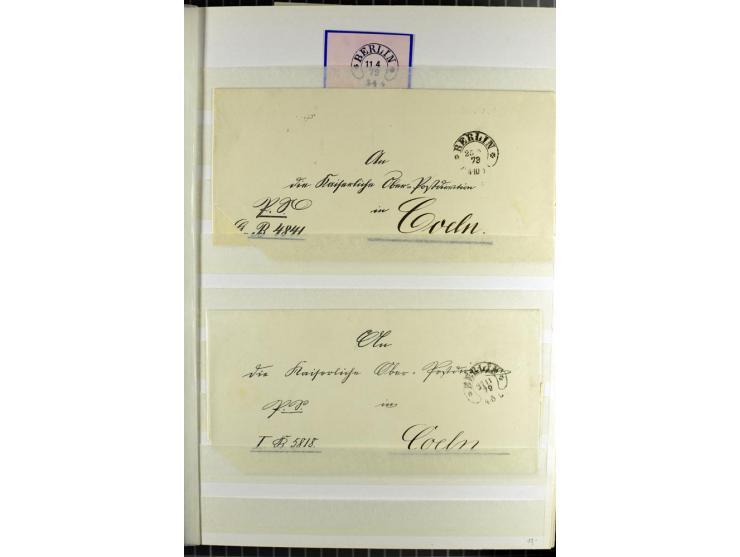 HUFEISENSTEMPEL: 1865/76, Berlin bis Zabern, sehr schöne und umfangreiche Sammlung auf losen Marken und vielen Briefen, dabei