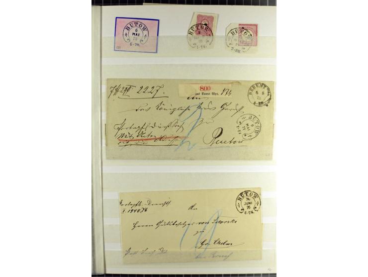 HUFEISENSTEMPEL: 1865/76, Berlin bis Zabern, sehr schöne und umfangreiche Sammlung auf losen Marken und vielen Briefen, dabei