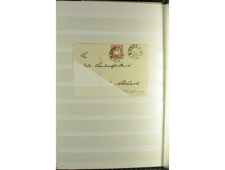 HUFEISENSTEMPEL: 1865/76, Berlin bis Zabern, sehr schöne und umfangreiche Sammlung auf losen Marken und vielen Briefen, dabei