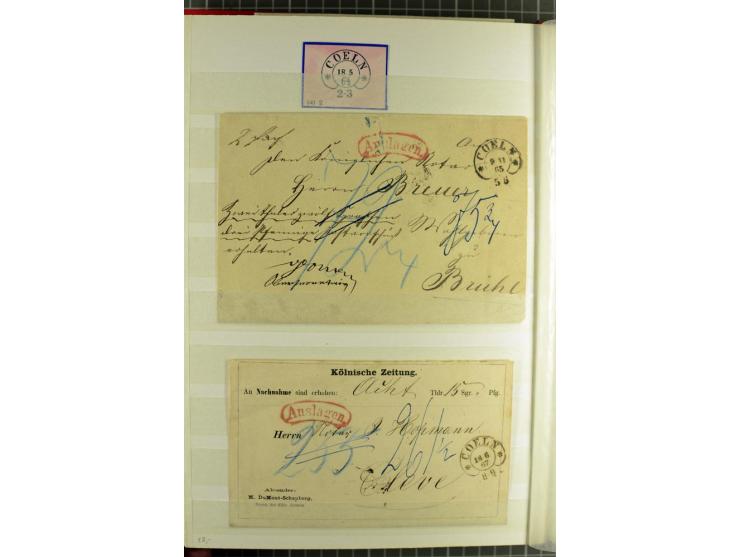 HUFEISENSTEMPEL: 1865/76, Berlin bis Zabern, sehr schöne und umfangreiche Sammlung auf losen Marken und vielen Briefen, dabei