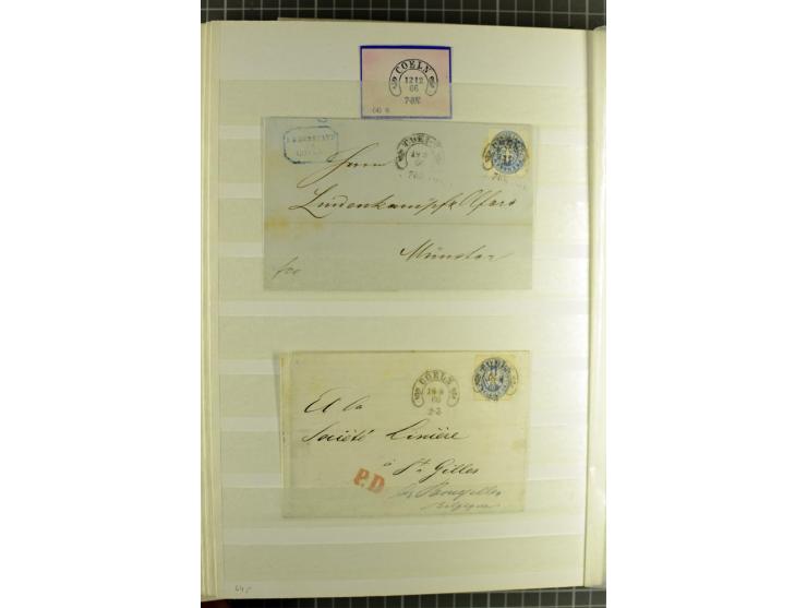 HUFEISENSTEMPEL: 1865/76, Berlin bis Zabern, sehr schöne und umfangreiche Sammlung auf losen Marken und vielen Briefen, dabei