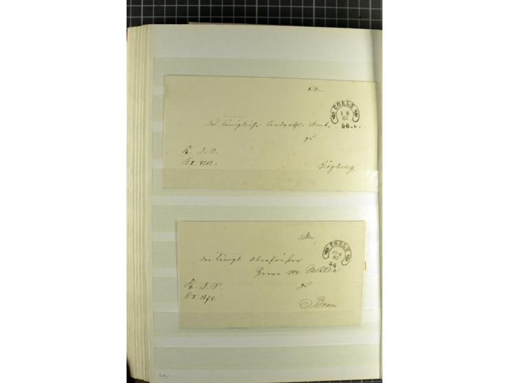 HUFEISENSTEMPEL: 1865/76, Berlin bis Zabern, sehr schöne und umfangreiche Sammlung auf losen Marken und vielen Briefen, dabei