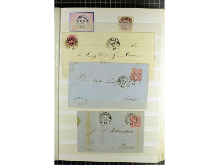 HUFEISENSTEMPEL: 1865/76, Berlin bis Zabern, sehr schöne und umfangreiche Sammlung auf losen Marken und vielen Briefen, dabei
