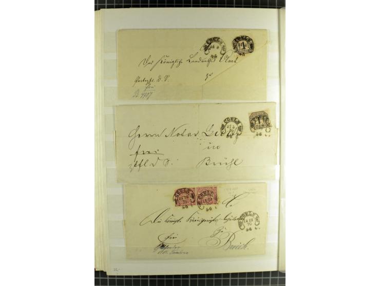 HUFEISENSTEMPEL: 1865/76, Berlin bis Zabern, sehr schöne und umfangreiche Sammlung auf losen Marken und vielen Briefen, dabei